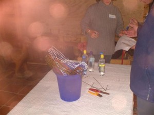 This photo was taken while Michael was demonstrating how to make 'L' rods with metal wire coat hangers